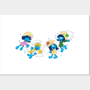 Smurf Girls Pillow Fight Posters and Art